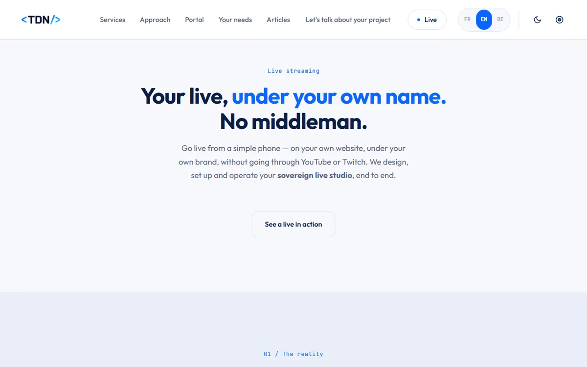 Presentation page of our live-streaming studio